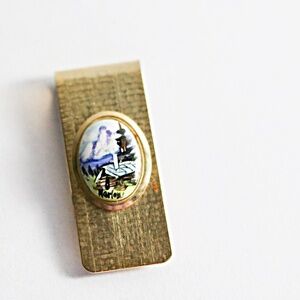 Winter Scene Vintage Money Clip- Artisan signed